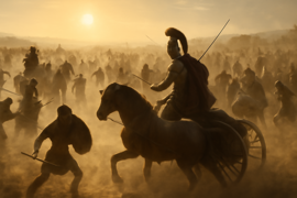 Ilustração épica da Batalha de Kurukshetra