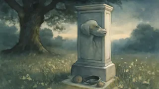 Gedenksäule für Beth Gellert unter einer alten Eiche
