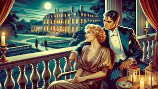 John and Kismine share a quiet moment on the mansion’s balcony under the moonlit sky, torn between love and secrets.