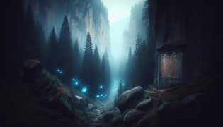 Ghostly wisps guiding travelers through the mountain pass