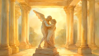 Cupid and Psyche reunited in a golden temple
