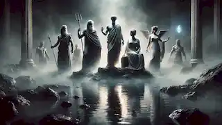 Greek gods gather by the River Styx to swear sacred oaths.