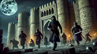 Salur Kazan and his brave warriors infiltrate the enemy fortress to rescue the captured Bamsi Beyrek.