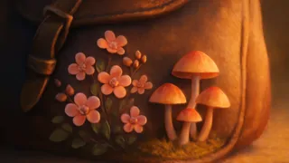 Ein Miniatur-Fee-Garten verborgen zwischen den Falten der Handtasche