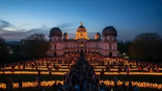 Reunión a la luz de las velas en Greenwich, Londres, bajo un cielo nocturno despejado después de la crisis.