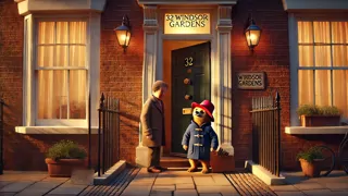 O Urso Paddington explorando a casa da família Brown na rua Windsor, nº 32