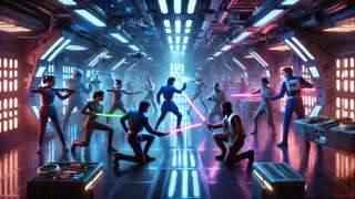 Diverse rebel fighters training aboard the Phoenix Starship
