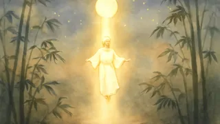 Prinzessin Kaguya, die auf einem Mondstrahl in den Nachthimmel zurückkehrt