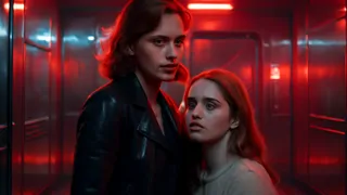 Lucy y Eleanor durante un confinamiento, mientras las alarmas rojas parpadean a su alrededor.