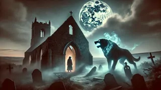 Ruinas iluminadas por la luna de una antigua capilla en el páramo de Dartmoor a medianoche
