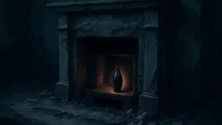 Primeiro plano de um fragmento de obsidiana escura brilhando suavemente