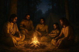 Ilustração dos Pandavas em exílio