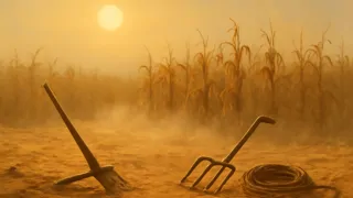 Champ secoué et fissuré sous un soleil ardent dans un village nigérian