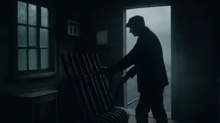 Silhouette of a railway signal-man standing inside a foggy 19th century cutting.