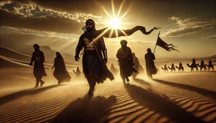 Ardashir and his followers crossing a desert