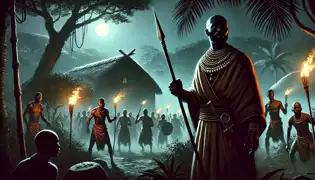 Under the cover of darkness, Ikenga leads foreign warriors toward Ndiogoro village, unaware that Obinna is hidden, watching in horror.