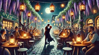 Uma reunião jubilante em um jardim irlandês sob a luz da lua, enquanto verdadeiros amantes se abraçam e os espectadores aplaudem.