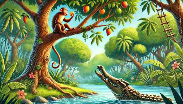 The Monkey and the Crocodile (Kalila and Dimna collection)