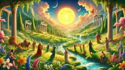 The Elysian Fields: A realm of eternal beauty and harmony, where virtuous souls revel in divine light and joy.