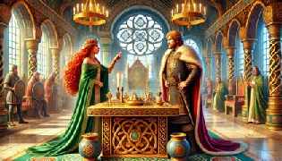 Queen Medb and King Ailill of Connacht argue over wealth in ancient Ireland.