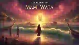 Adisa stands on the shore of a West African coastline during sunset, gazing at the glowing horizon. Her expression reflects wonder and anticipation as she feels the mystical presence of Mami Wata, setting the tone for her extraordinary journey ahead.