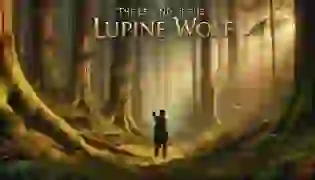 The Legend of the Lupine Wolf - A young man, Eamon, stands at the edge of an ancient forest, drawn by the mysterious allure of the wild and the legendary creature that guards its heart. The golden light of early morning casts an ethereal glow over the scene, setting the tone for the adventure that awaits.