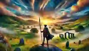 The epic tale begins: Young Cú Chulainn stands against the breathtaking Irish landscape, a spear in hand, ready to embrace his legendary destiny.