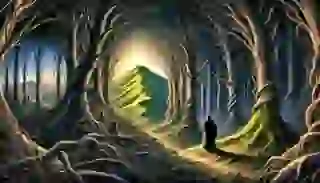 The protagonist encounters three beasts in a dark wood, symbolizing the beginning of his perilous journey.