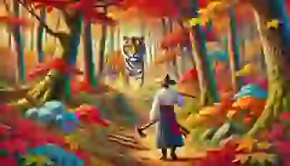 Jin meets the tiger for the first time deep in the Korean forest.