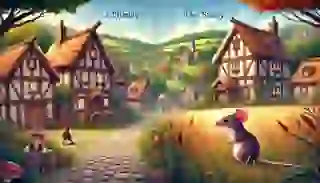 Nimble scurrying through the fields of a peaceful medieval village.