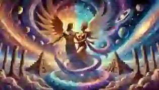 Illustration of Ometecuhtli and Omecihuatl, the divine Lord and Lady of Duality in ancient Mexica mythology, overseeing creation in a cosmic realm, embodying unity and balance as they set the cosmos into motion.