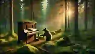 In the heart of the forest, a young bear discovers a piano, igniting a journey that will change his life forever