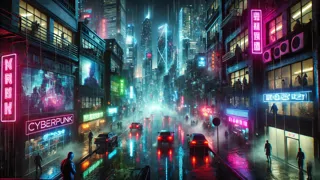 Révolution dans la ville cyberpunk