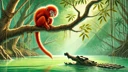 O Macaco e o Jacaré: Uma História de Esperteza e Adaptabilidade